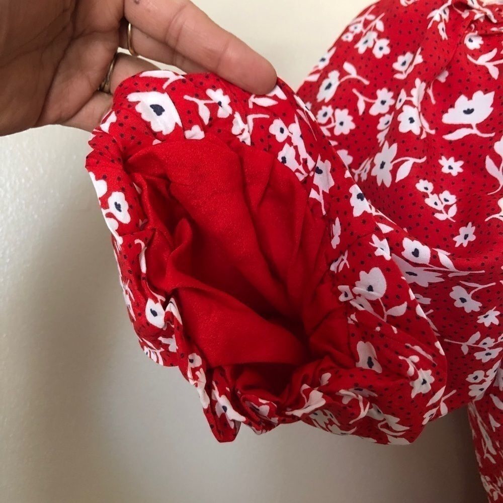 Lini Puff Sleeves Red Evie Floral Mini Dress Large View 4
